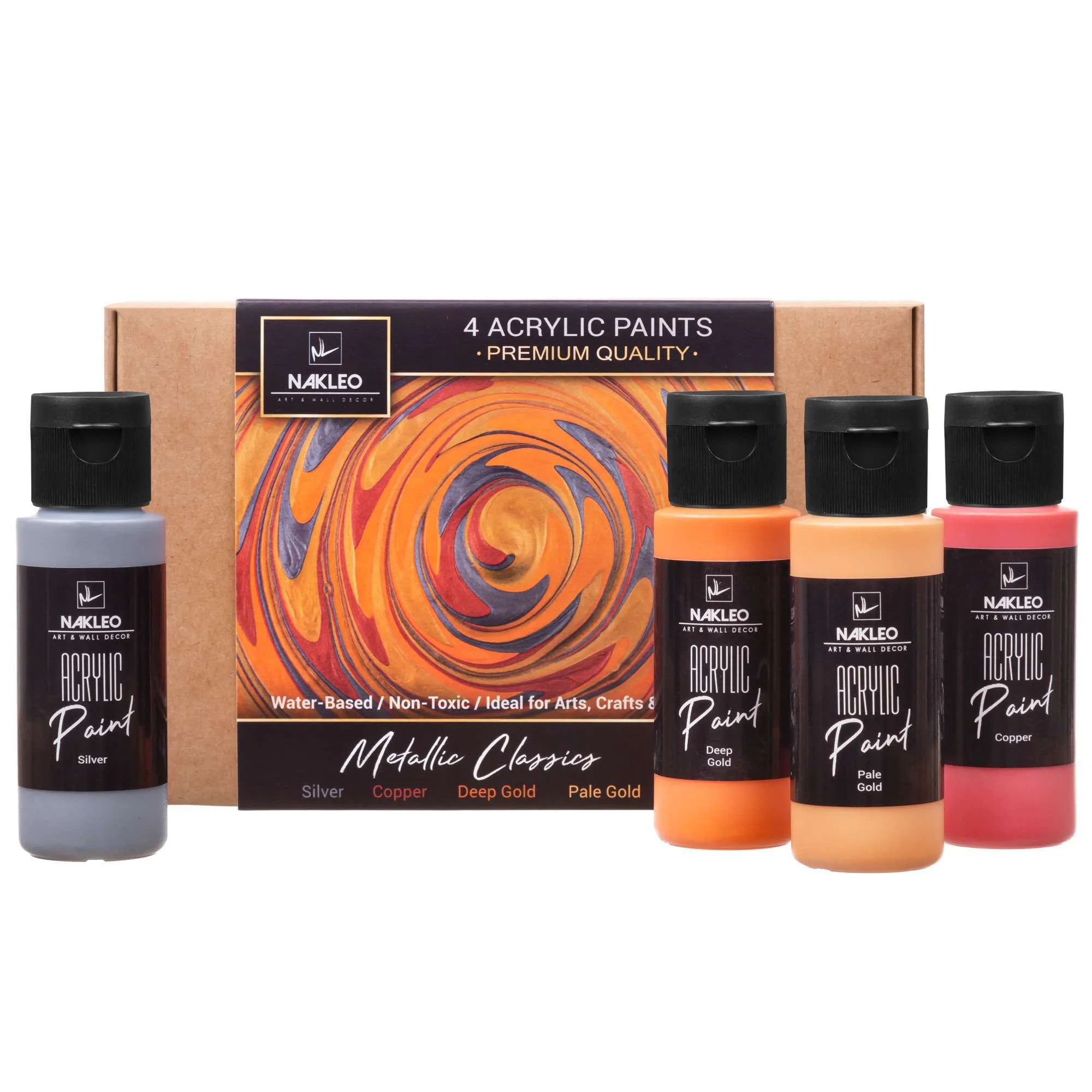 Akrylové farby na šablóny – 4x60ml – Metallic Classics